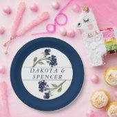 wilde bloei | Klassieke Blauwe Boheemse Tuin Bruil Papieren Bordje (Feest)