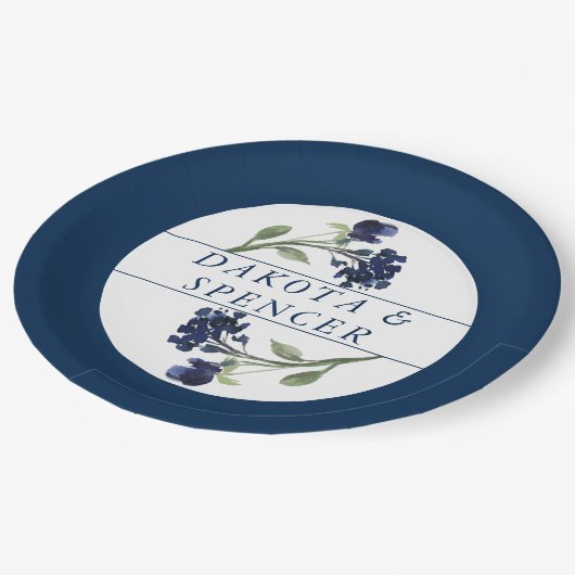 wilde bloei | Klassieke Blauwe Boheemse Tuin Bruil Papieren Bordje (Gekanteld)