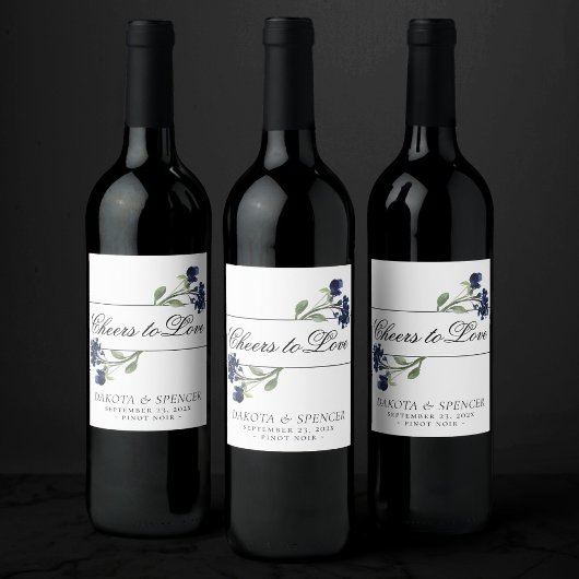 wilde bloei | Klassieke Blauwe Boheemse Tuin Bruil Wijn Etiket