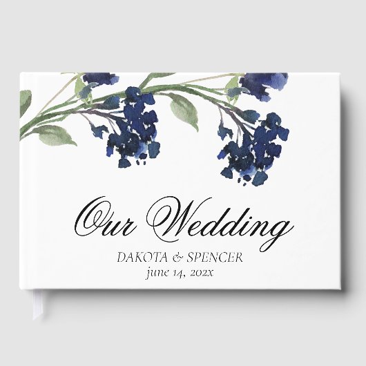 wilde bloei | Klassieke Blauwe Boheemse Tuinbloeme Gastenboek (Voorkant)