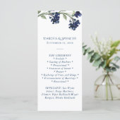 wilde bloei | Klassieke Blauwe Boheemse Tuinceremo Programmakaart (Staand voorkant)