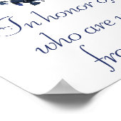 wilde bloei | Marineblauw Boheemse Bloemen Memoria Poster (Hoek)