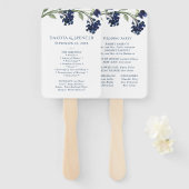 wilde bloei | Navy Blue Bohemian Flowers-programma Handwaaier (Voorkant en achterkant)