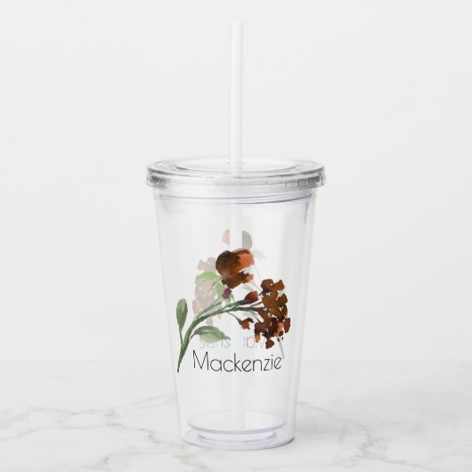 wilde bloei | Terracotta Sinaasappel Boheems Custo Acryl Drinkbeker (Voorkant)