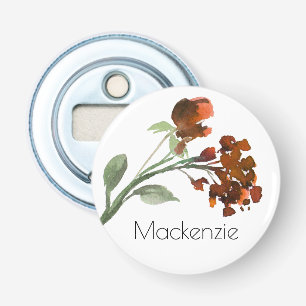 wilde bloei Terracotta Sinaasappel Boheems Custo Button Flesopener