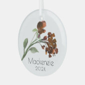 wilde bloei | Terracotta Sinaasappel Boheems Custo Glas Ornament (Voorkant links)