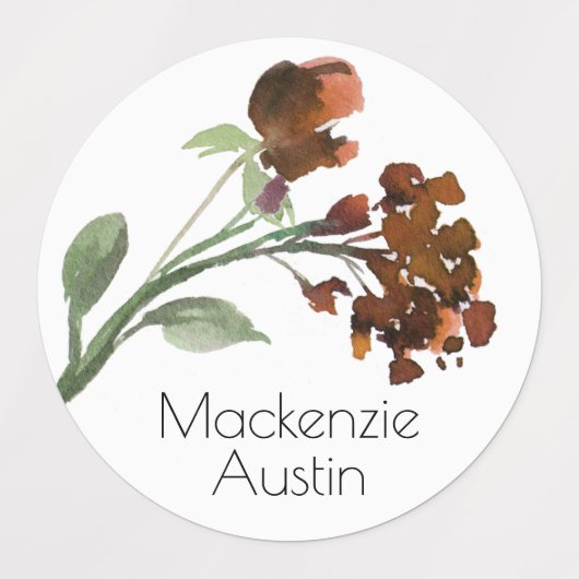 wilde bloei | Terracotta Sinaasappel Boheems Custo Labels (Design 1)