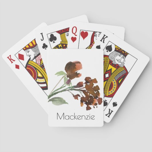 wilde bloei | Terracotta Sinaasappel Boheems Custo Pokerkaarten (Achterkant)