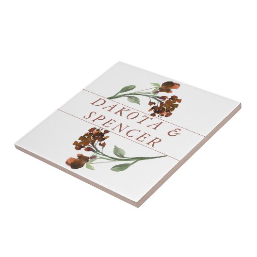 wilde bloei | Terracotta Sinaasappel Boheems Custo Tegeltje (Zijkant)