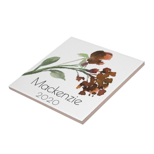 wilde bloei | Terracotta Sinaasappel Boheems Custo Tegeltje (Zijkant)