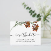 wilde bloei | Terracotta Sinaasappel Flower Save t Aankondigingskaart (Staand voorkant)