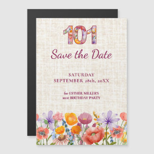 Wilde bloem 101e verjaardag Save the Date Magnetische Uitnodiging