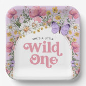 Wilde bloem 1e verjaardag papieren bordje (Voorkant)