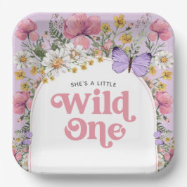 Wilde bloem 1e verjaardag papieren bordje