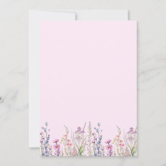 Wilde bloem 1e verjaardag roze paarse meisje kaart (Achterkant)