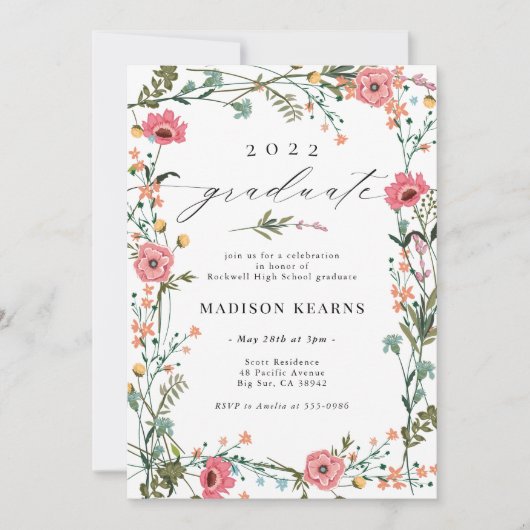 Wilde bloem 2022 Afstuderen Uitnodiging (Voorkant)