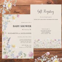 Wilde Bloem 2 Zijdige Baby Shower Uitnodiging Voor