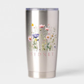 Wilde bloem aangepaste naam geïsoleerde drinkbeker (Achterkant)