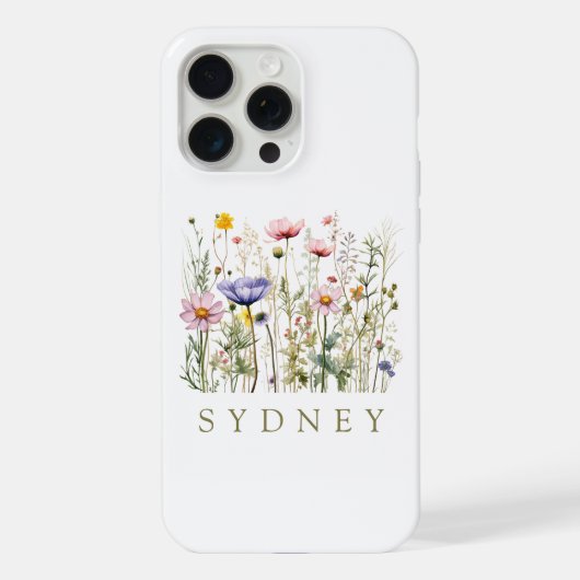 Wilde bloem aangepaste naam iPhone hoesje (Achterkant)