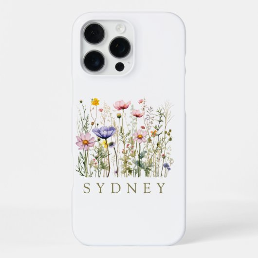 Wilde bloem Aangepaste naam iPhone Hoesje (Achterkant)