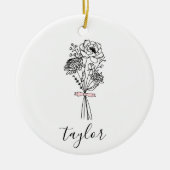 Wilde bloem aangepaste naam keramisch ornament (Voorkant)