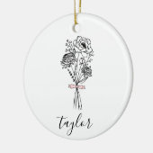 Wilde bloem aangepaste naam keramisch ornament (Links)