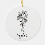 Wilde bloem aangepaste naam keramisch ornament (Achterkant)
