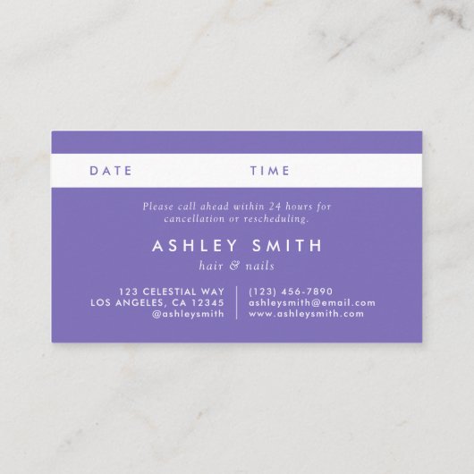 Wilde bloem afsprakenkaartje (Achterkant)