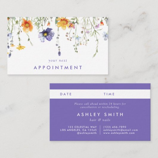 Wilde bloem afsprakenkaartje (Voorkant / Achterkant)