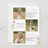 Wilde bloem afstudeerfeest foto collage kaart (Achterkant)