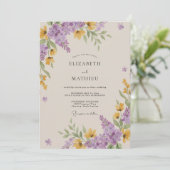 Wilde Bloem Amethyst Mosterd Wilde Bloem Bruiloft Kaart (Staand voorkant)
