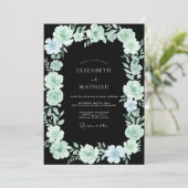 Wilde bloem Aqua geschilderde blad Bruiloft Kaart (Staand voorkant)