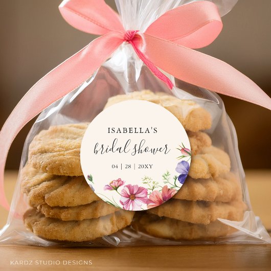 Wilde Bloem Aquarel Bloem Bruidsdouche Ronde Sticker