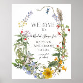 Wilde Bloem Aquarel Bloemen Bruidsontvangst Bruids Poster (Voorkant)