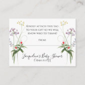 Wilde Bloem Aquarel Bloemen en Bij Baby Shower Uit Informatiekaartje (Achterkant)