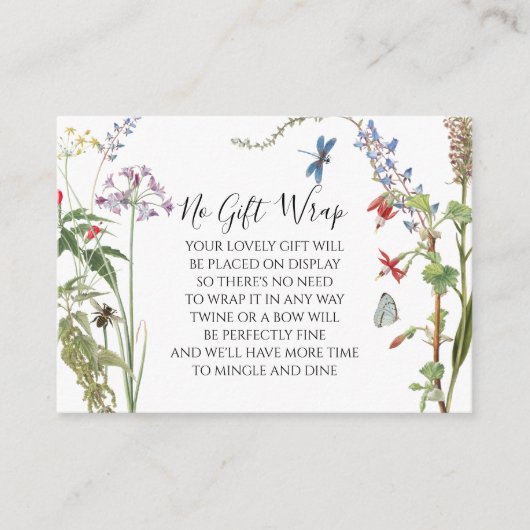 Wilde Bloem Aquarel Bloemen en Bij Baby Shower Uit Informatiekaartje (Voorkant)