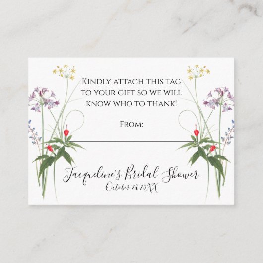 Wilde Bloem Aquarel Bloemen en Bij Display Douche Informatiekaartje (Achterkant)