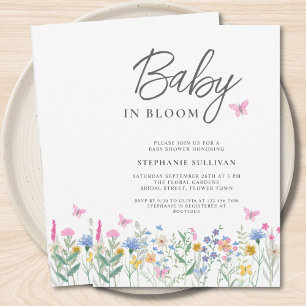 Wilde Bloem Baby in Bloei Baby Shower Kaart