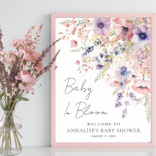 Wilde Bloem Baby In Bloei Baby Shower Welkom Poster