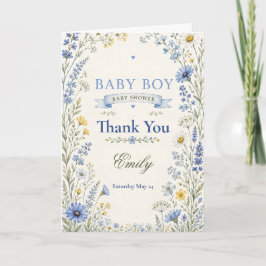 Wilde Bloem Baby Jongens Shower Bedankkaart
