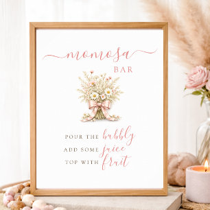 Wilde Bloem Baby Meisje Shower Feest Momosa Bar Bo Poster