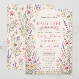 Wilde Bloem Baby Meisje Shower Kaart