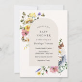 Wilde bloem Baby shower Aankondiging (Voorkant)