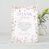Wilde Bloem Baby Shower Bedankkaart (Staand voorkant)