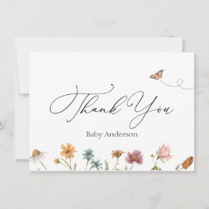 Wilde bloem Baby shower Bedankt voor je briefkaart