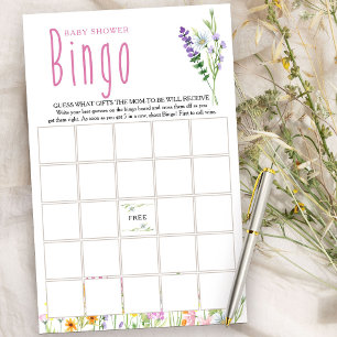 Wilde bloem Baby shower Bingo Game