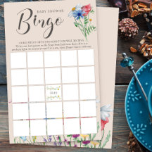Wilde bloem Baby shower Bingo Game