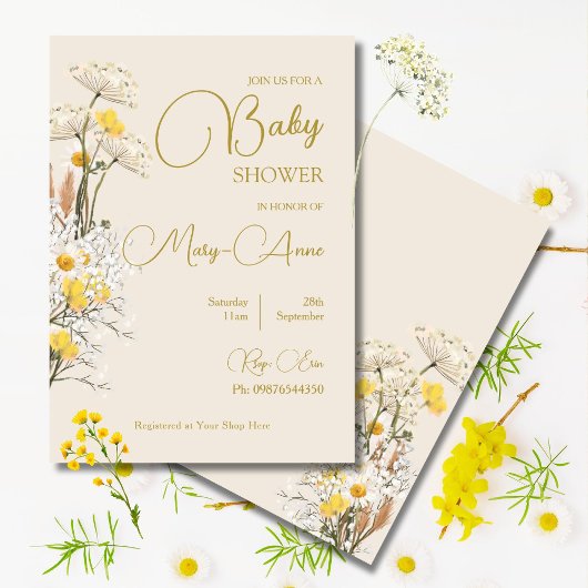 Wilde Bloem Baby Shower Bloemenschildering in Wate Kaart
