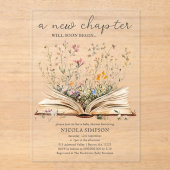 wilde bloem | Baby shower Boekthema Acryl Uitnodigingen (Voorkant)