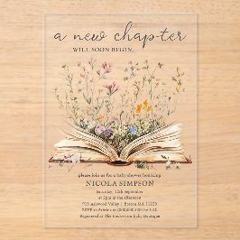 wilde bloem | Baby shower Boekthema Acryl Uitnodigingen